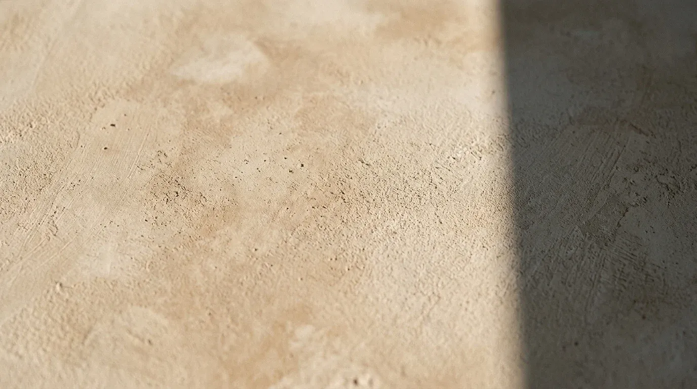 Lime plaster with a shadow line.